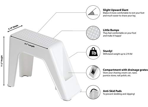 Demi's Home Shower Foot Rest - Pedicure Foot Rest - Grey - (Supplies Not Included)