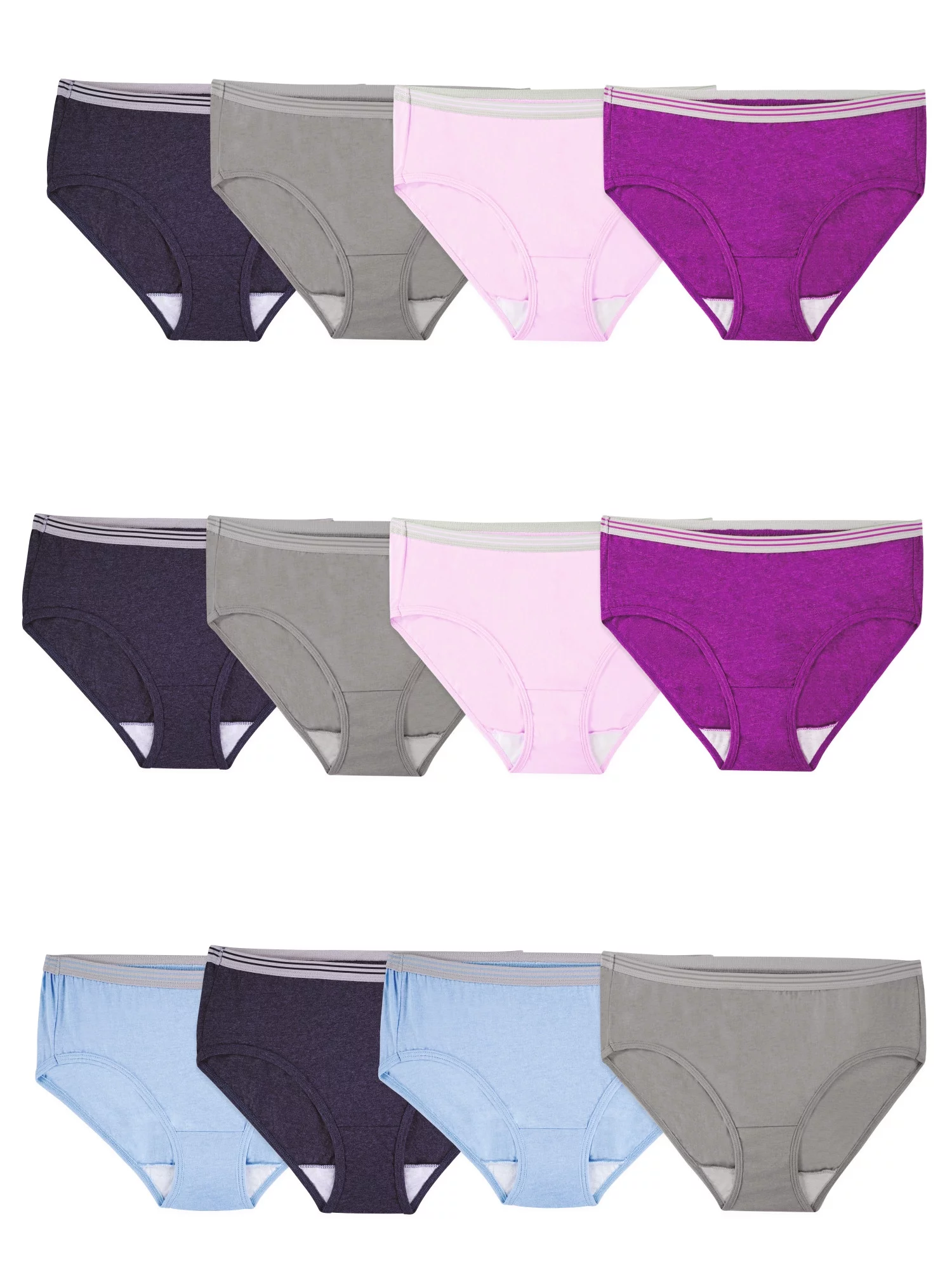 Fruit of the Loom Women's Cotton Heather Assorted Low Rise Brief Underwear, 12 Pack