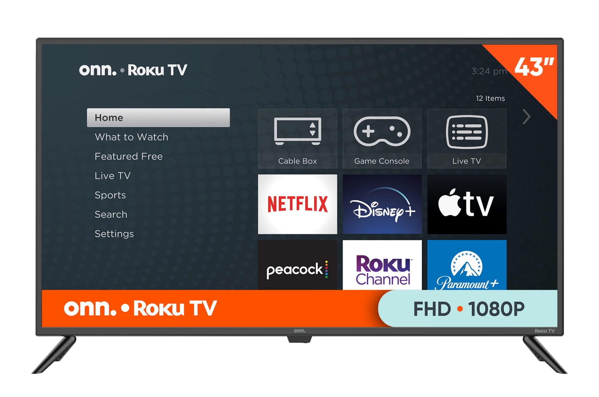 onn. 43” Class FHD (1080P) LED Roku Smart TV (100133209)