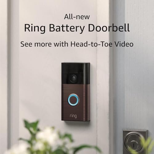 Ring Battery Doorbell, Head-to-Toe Video, Live View with Two-Way Talk, and Motion Detection & Alerts (2024 release), Satin Nickel