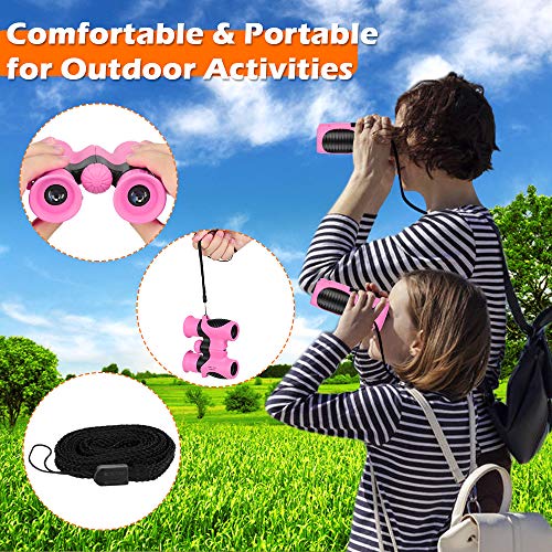 Compact Mini Binoculars for Kids – 8x21 Zoom Kids Binoculars Toy Gift Shock Proof for 3 4 5 6 7 8 9 10 11 12 13 Years Old Boys Girls Bird Watching Sporting Events Children Best Present