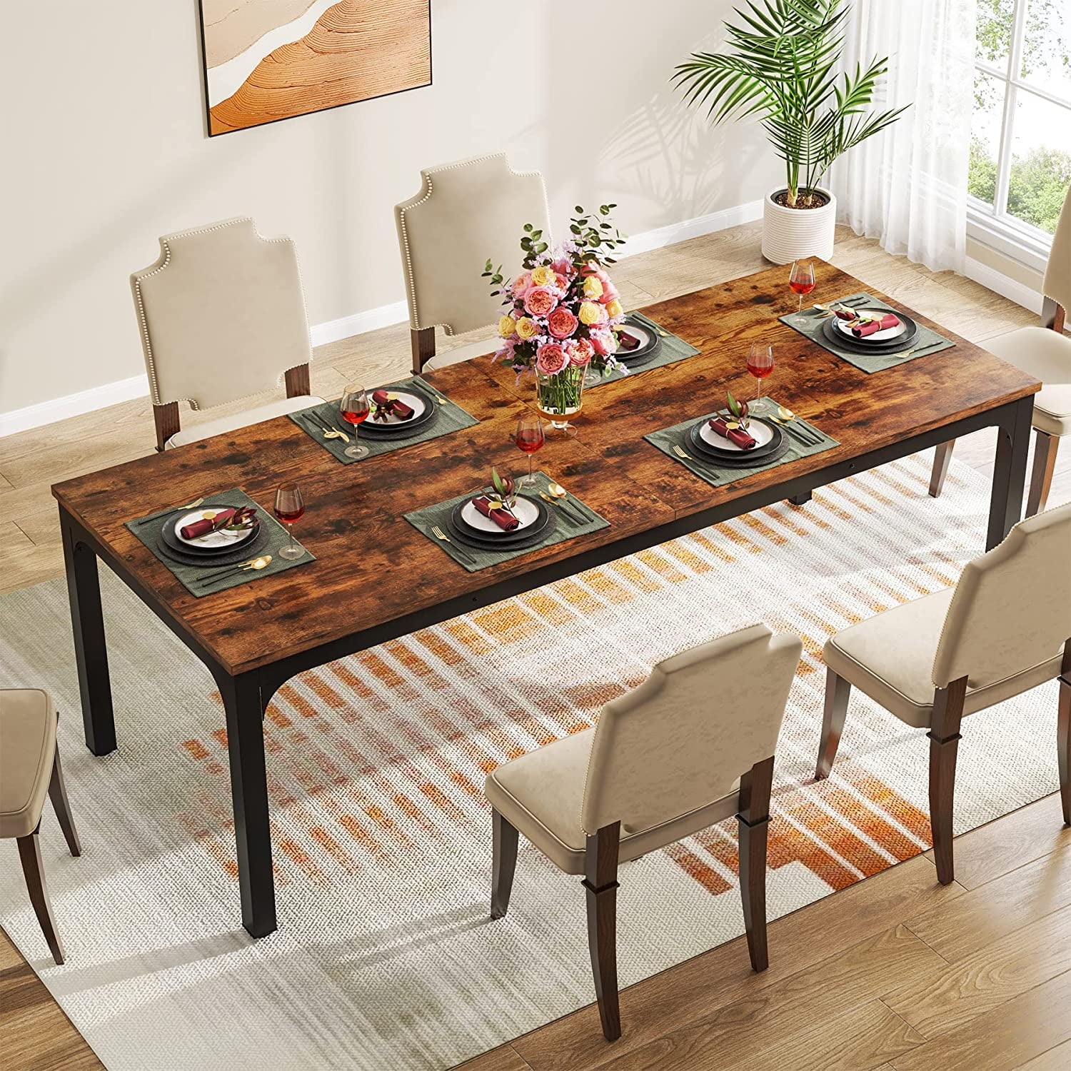 Tribesigns Dining Table for 6-8 Person, 78 inch Long Rectangular Kitchen Table (Only Table)