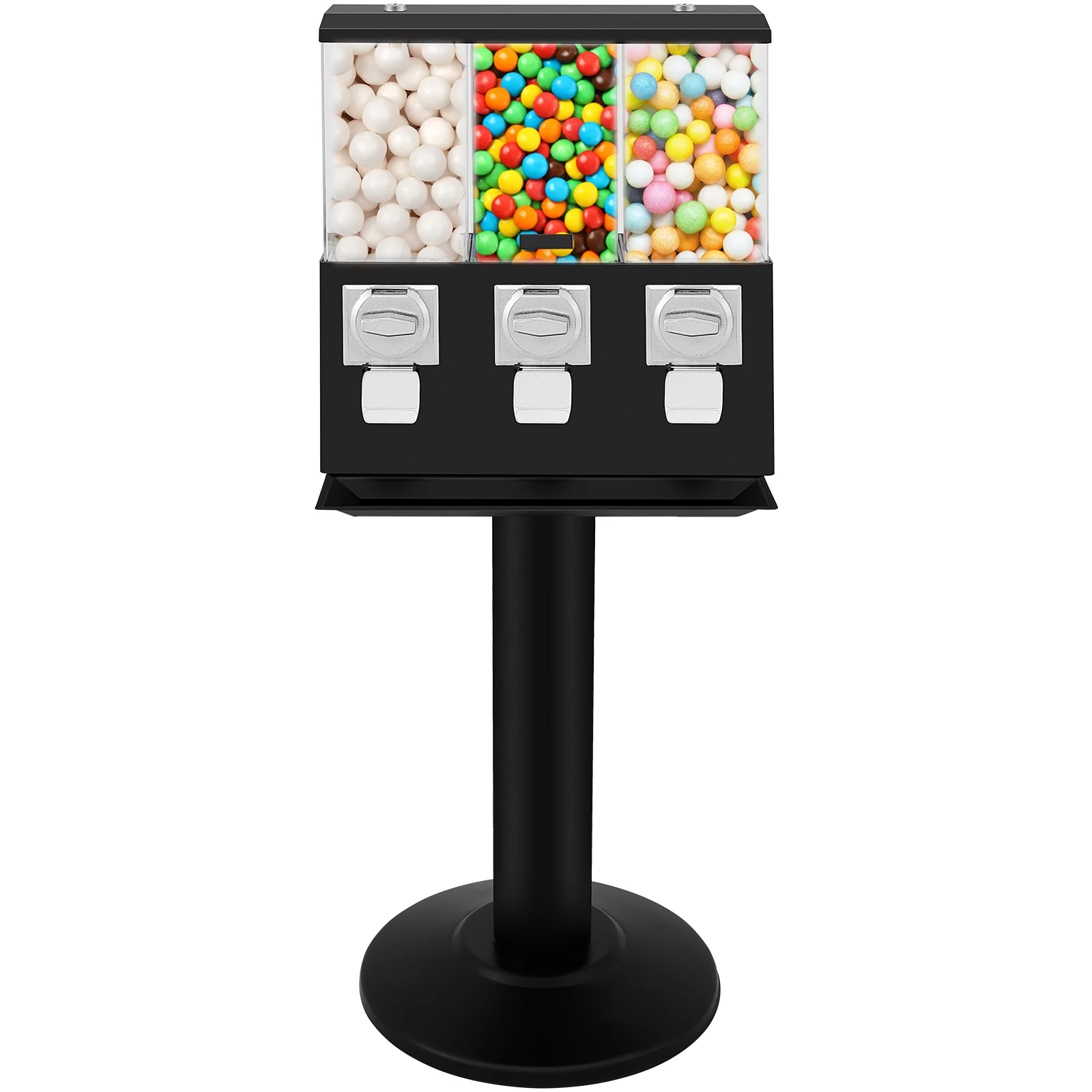 BENTISM Gumball Bank Triple Pod Candy Ball Vending Machine 115cm Height 350pcs gums 45Lbs Capacity Great Gift For Junior Kids Candy Dispenser With 3 locks & 6 keys