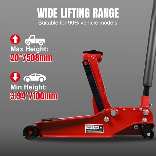BIG RED T83006 Torin Hydraulic Trolley Service/Floor Jack with Extra Saddle (Fits: SUVs and Extended Height Trucks): 3 Ton (6,000 lb) Capacity, Red