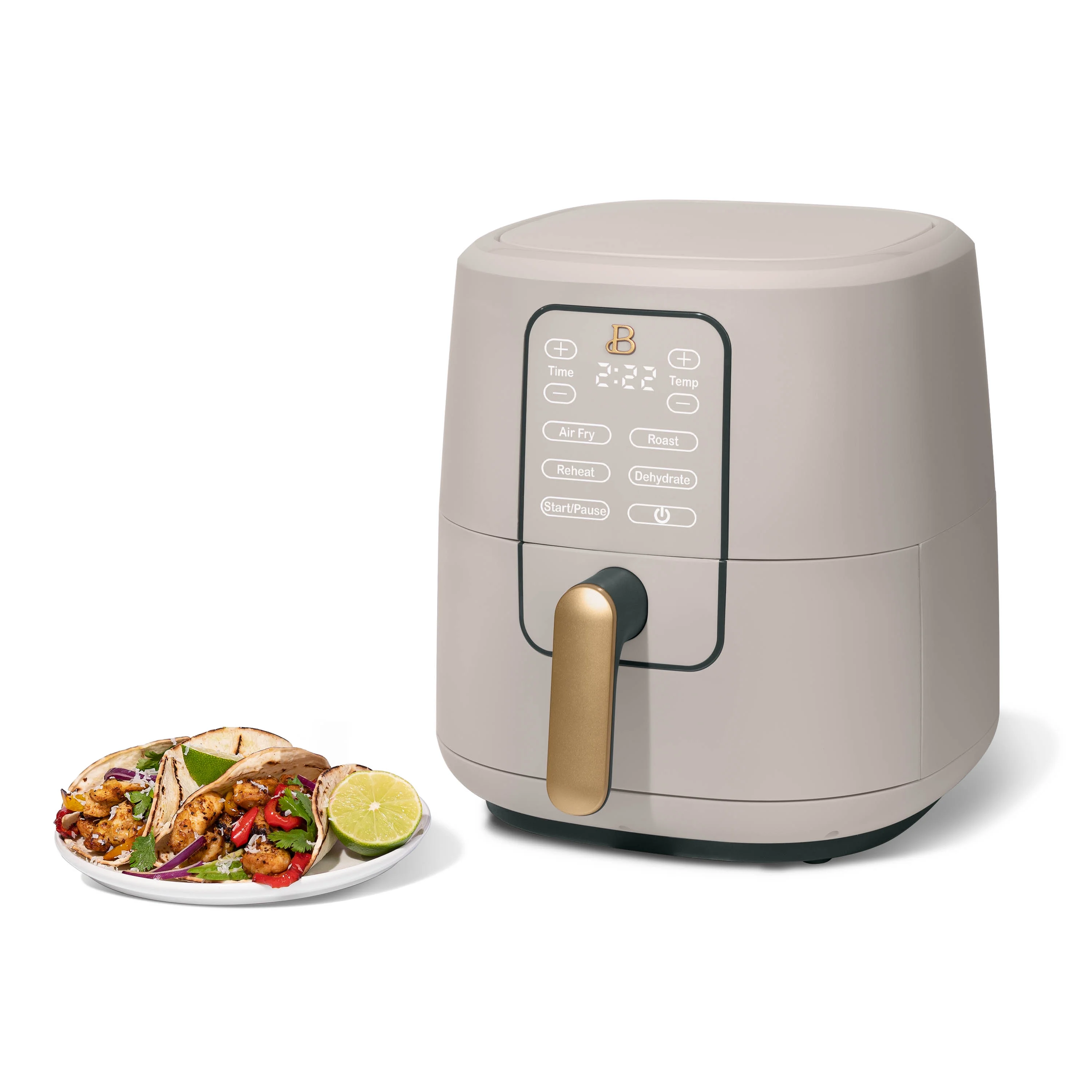 Beautiful 6 Qt Air Fryer with TurboCrisp Technology and Touch-Activated Display, Porcini Taupe by Drew Barrymore