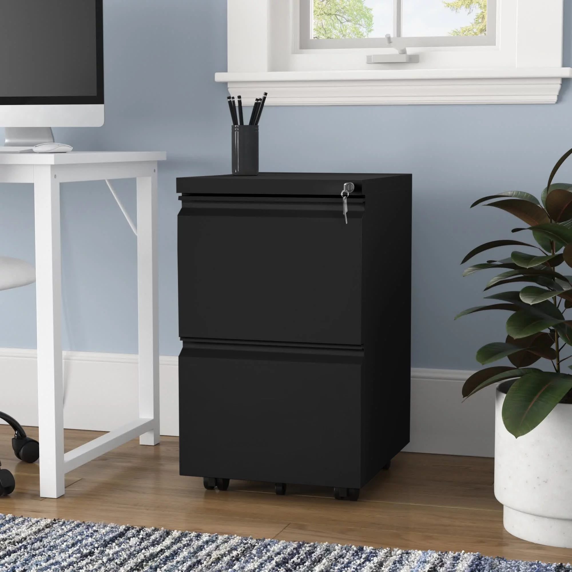 DWVO 2-Drawer Vertical File Cabinet Office Organizer Locking Steel Rolling Legal A4 Size