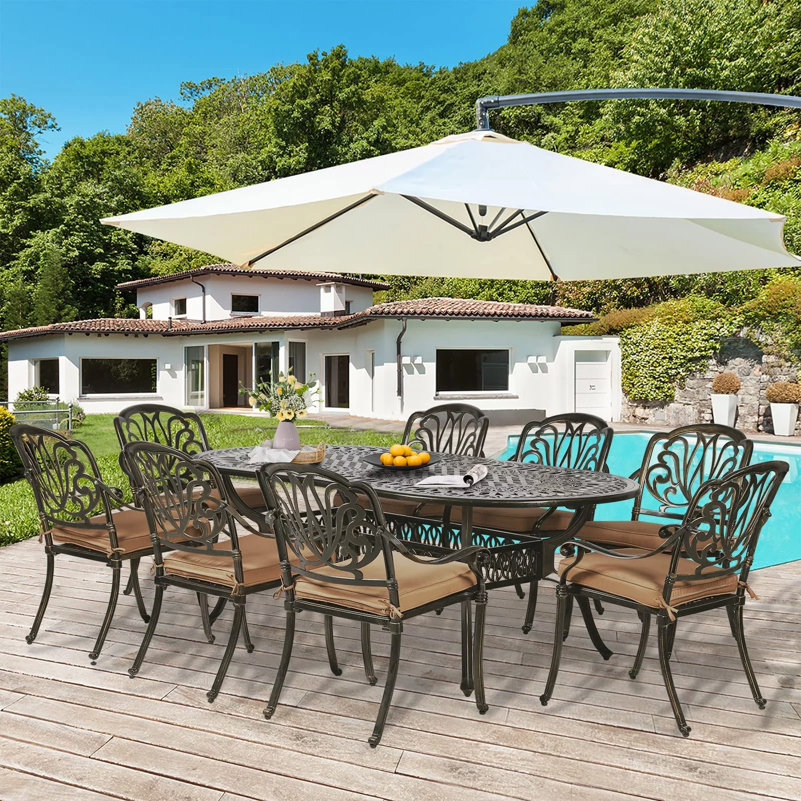 W WARMHOL 9-Piece Patio Dining Set, Outdoor Patio Set of 83.8