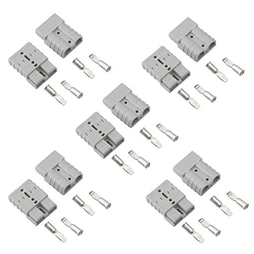 10 Pcs 6-8 Gauge 50 Amp Battery Quick Connect/Disconnect, Jumper Cable Plug Connector Kit for Recovery Winch, Forklift, Towing Systems(Grey)