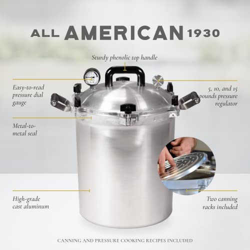All American 1930: Pressure Cooker/Canner (The 915) - Exclusive Metal-to-Metal Sealing System - Suitable for Gas, Electric, or Flat Top Stoves - Made in the USA