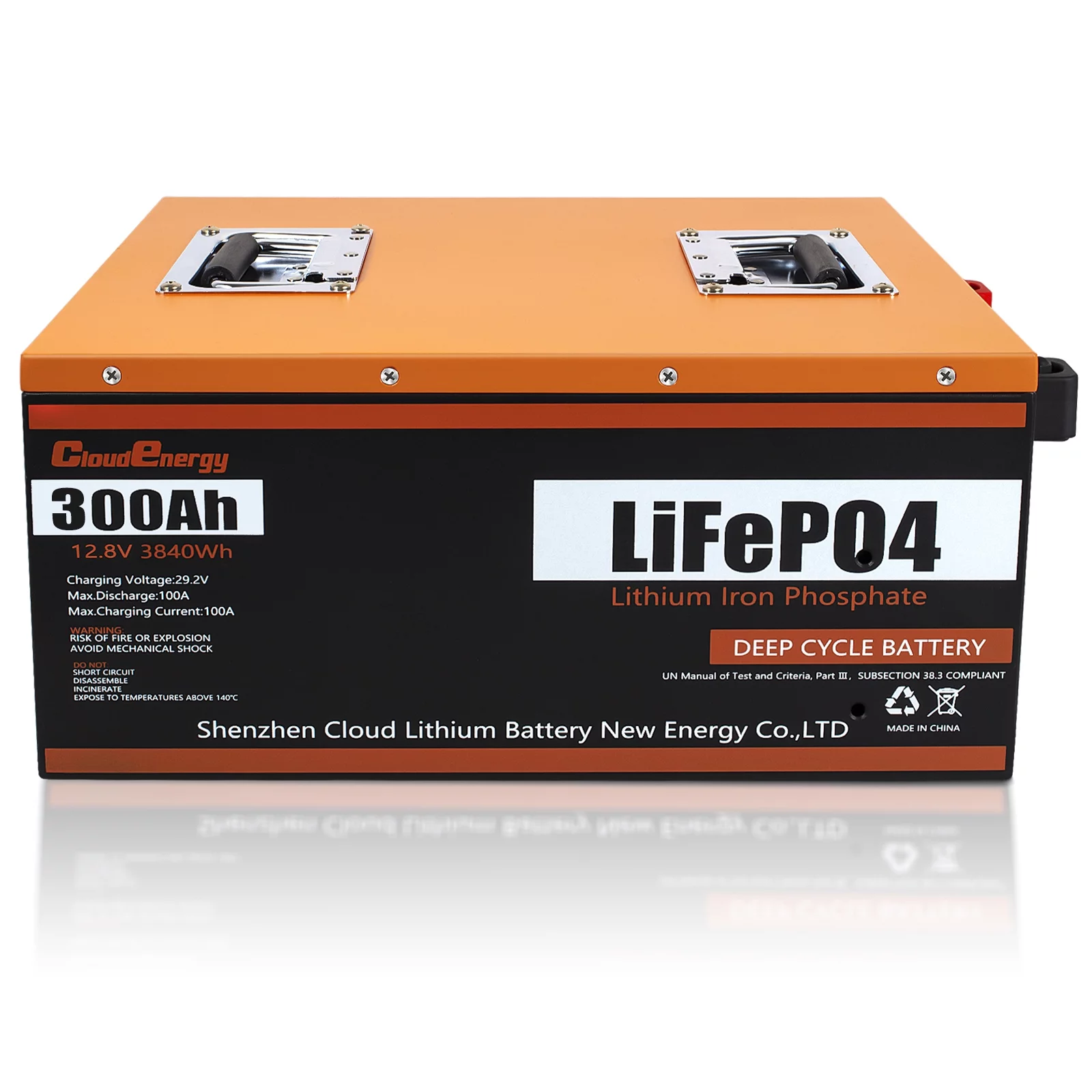 Cloudenergy LiFePO4 Battery 12V 300Ah 3.84kWh Deep Cycle, Built-in 100 Ampere BMS, 6000+Cycles & 10 Year Lifetime, Perfect in Solar/Energy Storage System, RV, Marine, Backup Power, etc