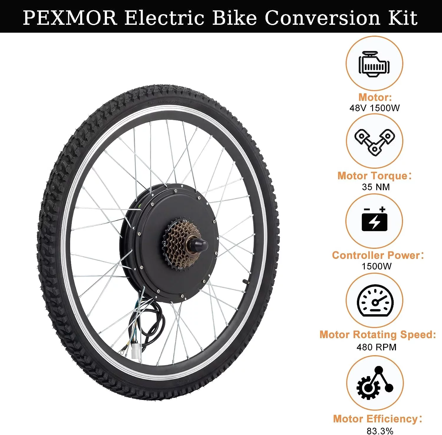 PEXMOR Electric Bike Conversion Kit, 48V 1500W/1200W/1000W 26