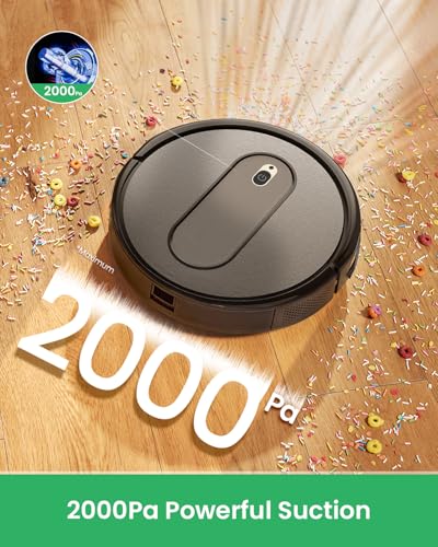 Robot Vacuum, Slim, Quiet, Automatic Self-Charging Robotic Vacuum Cleaner, 100 Mins Runtime, Schedule Cleaning, App/Voice/Remote Control, Ideal for Hard Floor and Low Pile Carpet (Small)