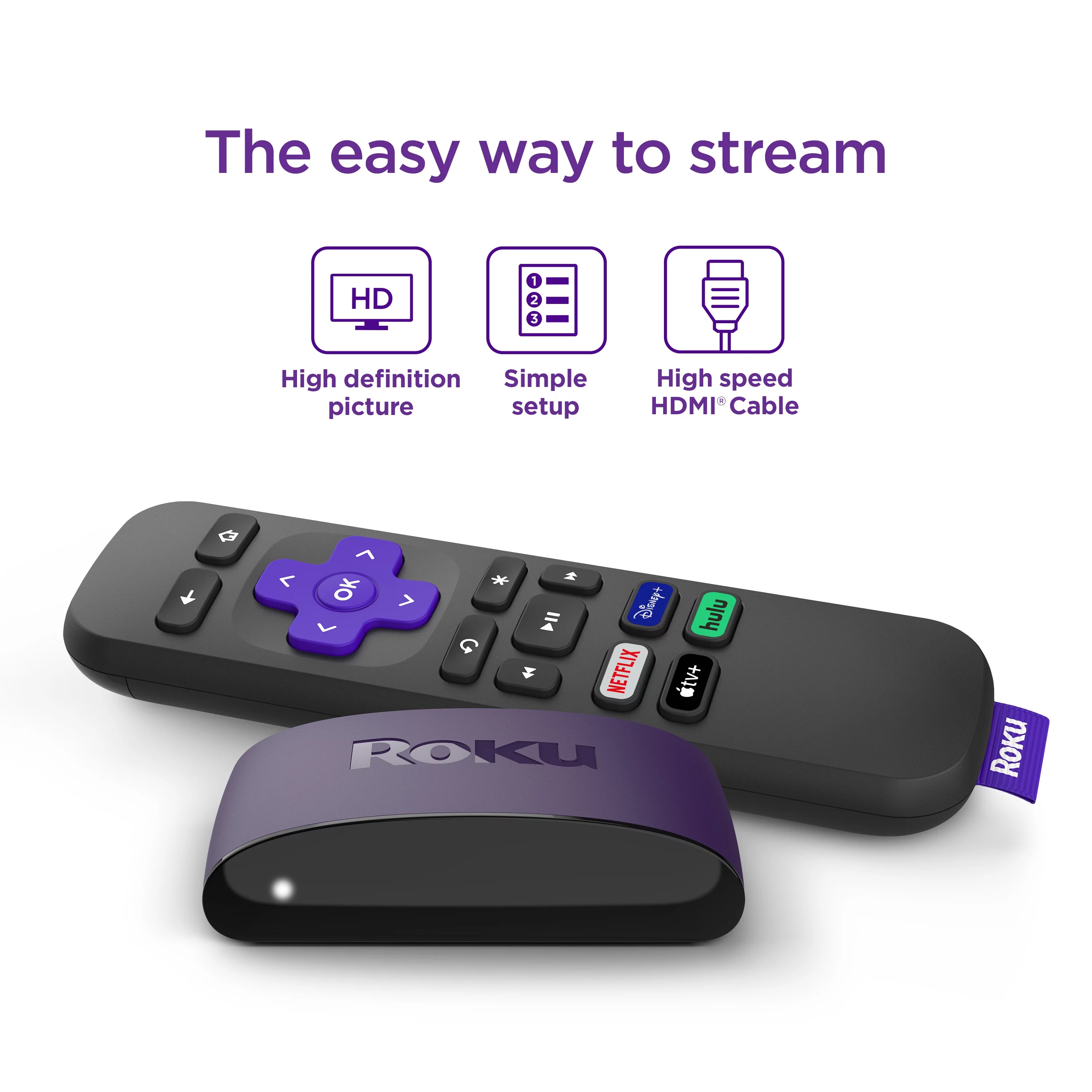 Roku LE HD Streaming Media Player Wi-Fi® Enabled with High Speed HDMI ® Cable and Standard Remote