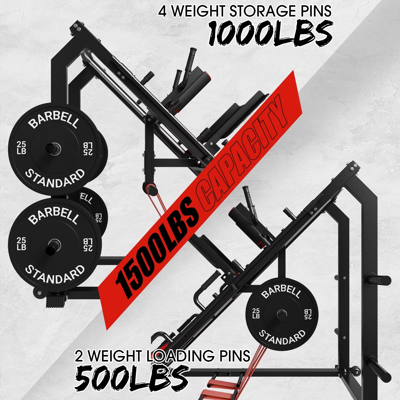 syedee Leg Press Hack Squat Machine, Leg Exercise Machine with Linear Bearing, Lower Body Special with Weight Storage for Quads, Hamstring, Glutes, Calves, Heavy Duty Home Gym Leg Day Equipment(Red)