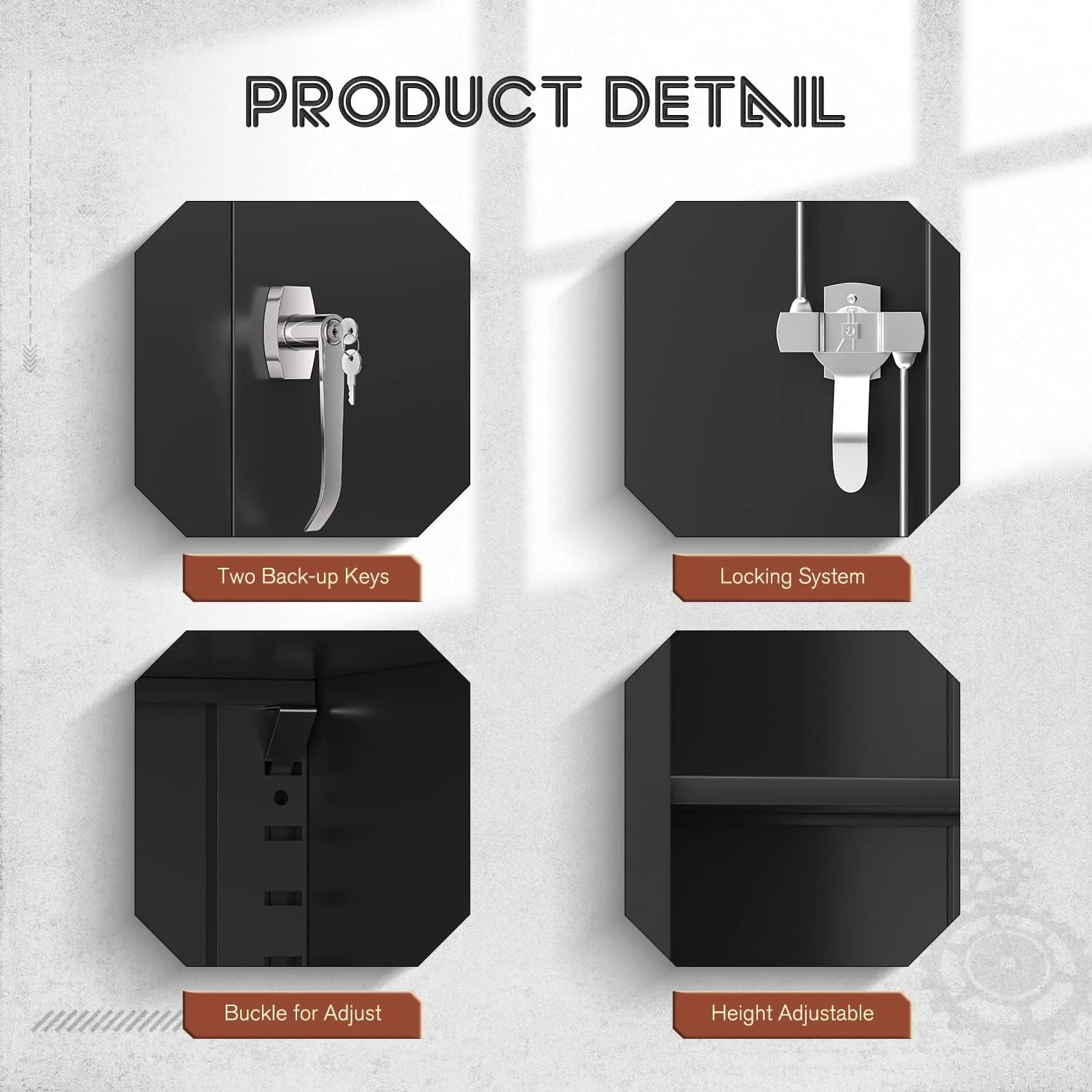 SUNCROWN  71 In Metal Storage Garage Cabinets with Locking Doors and Adjustable Shelves, Steel Storage Cabinet for Garage, Office, Classroom, Assemble Required(Black)