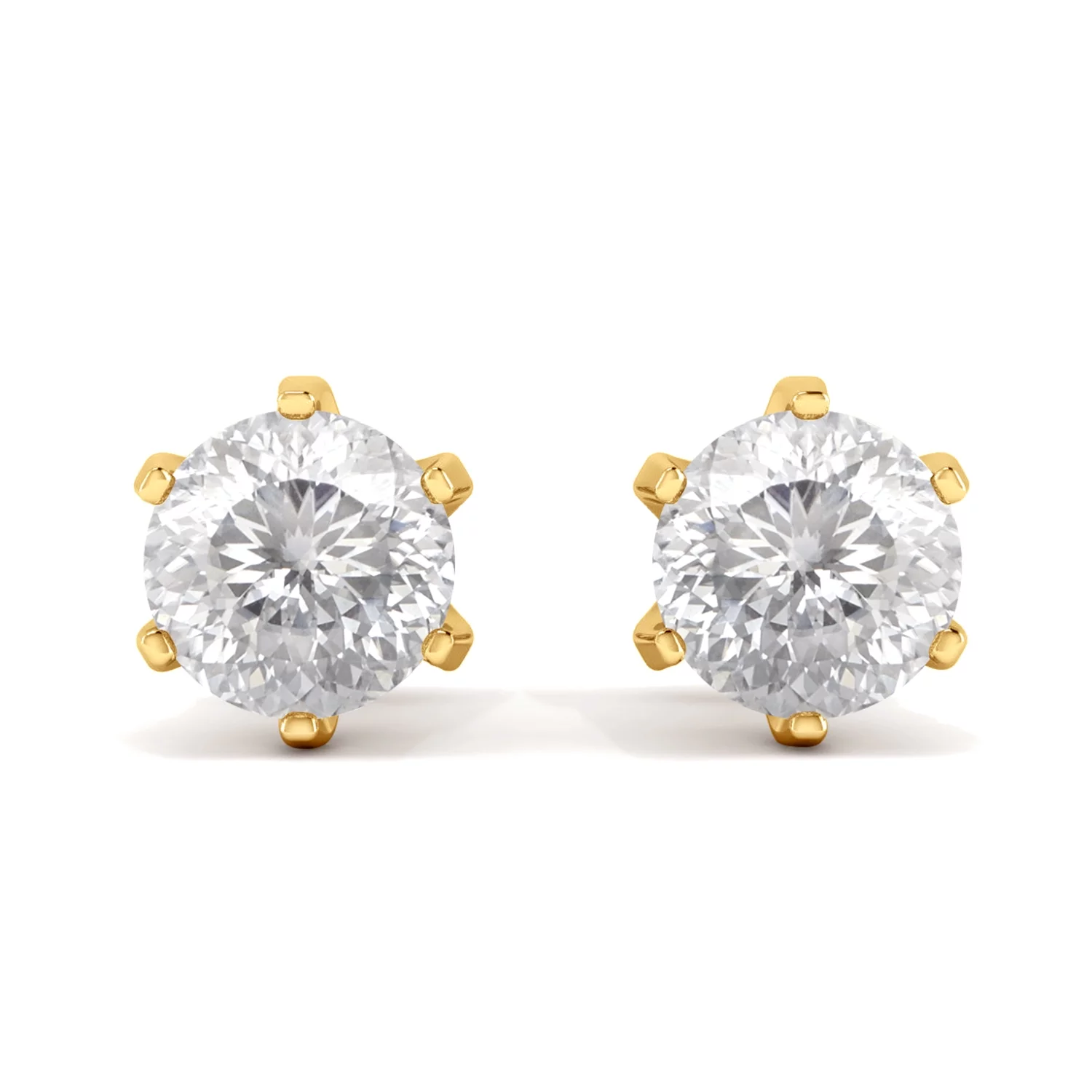 Mooneye 2.00CT Round Portuguese Cut 161 Facets Moissanite Earrings 925 Sterling Silver Gold Vermeil