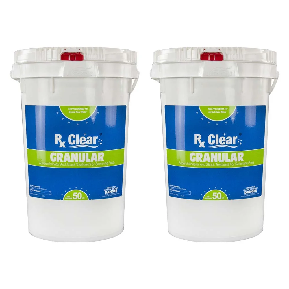 Rx Clear Granular Swimming Pool Chlorine - 100 lbs Bucket