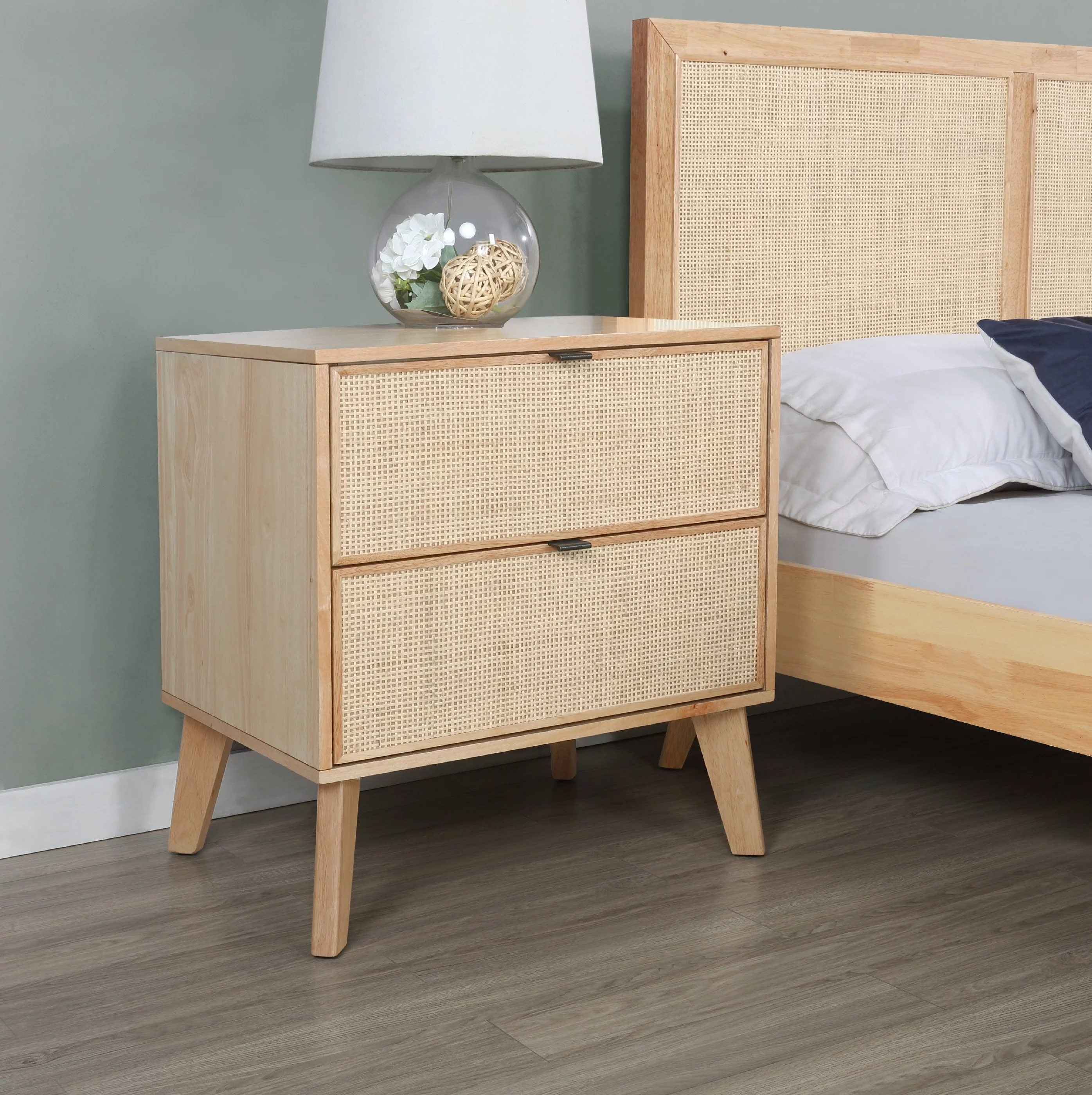 Powell Beelner 2-Drawer Nightstand, Natural Cane