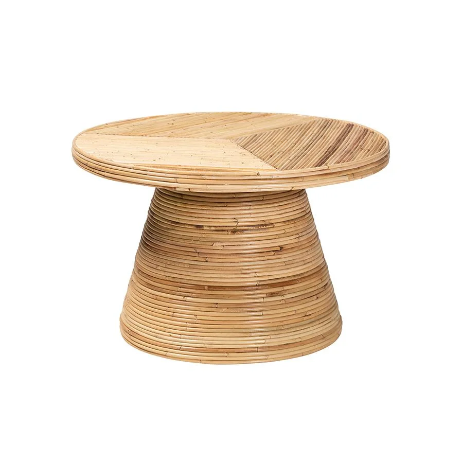 bali & pari Bella Bohemian Natural Rattan and Mahogany Wood Coffee Table