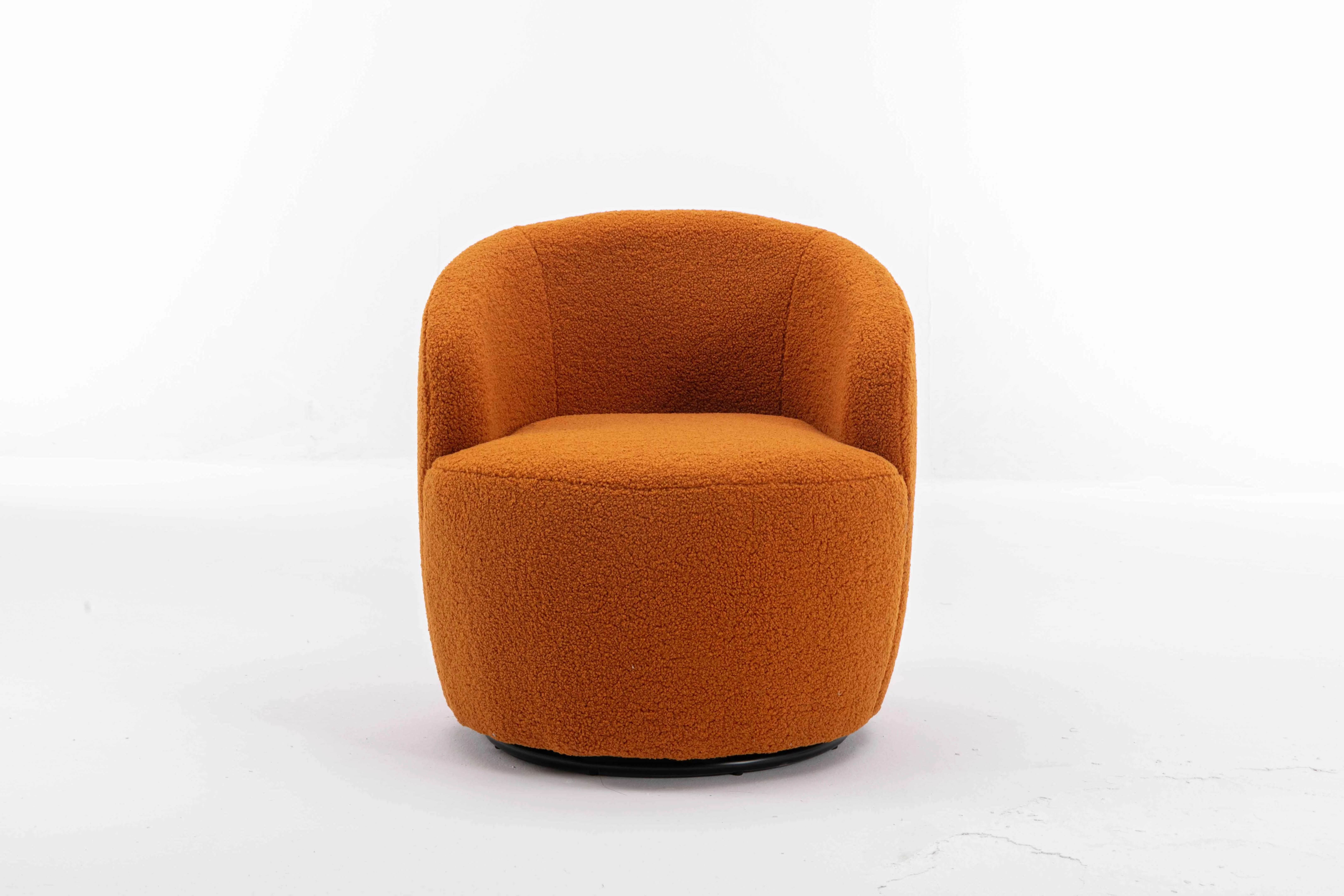 Ucloveria Swivel Barrel Chair, Swivel Chairs for Living Room, Accent Round 360° Swivel Club Chairs, Upholstered Teddy Modern Arm Chairs(Caramel)