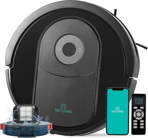 Robot Vacuum and Mop Combo, 4000Pa Suction, Self-Charging Smart Vacuum Cleaner with Water Tank & Dustbin, App Control, Ideal for Pet Hair, Hard Floors & Carpets (Black)