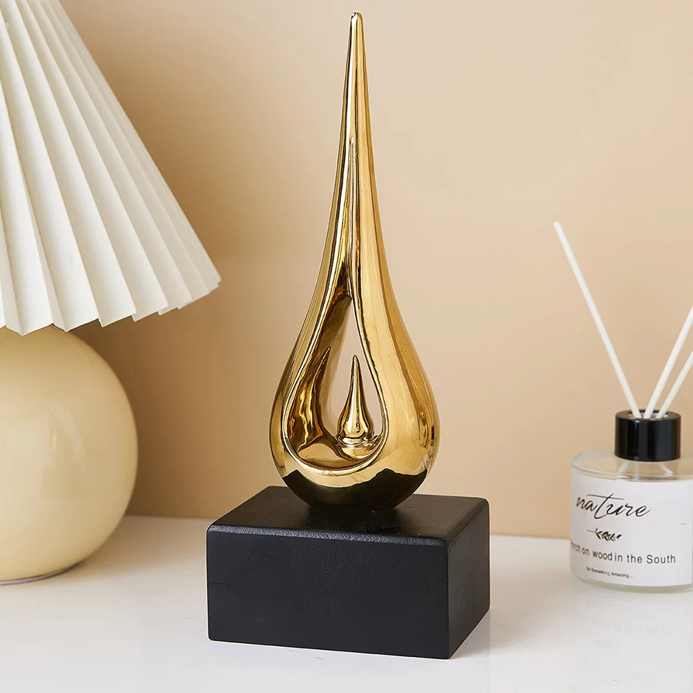 Blessings Decor nordic Creativity Water drop model Office furnishings ceramics crafts living room home decor modern ornaments (Water Drop Golden)