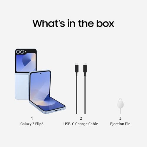 SAMSUNG Galaxy Z Flip 6 AI Cell Phone, 256GB Unlocked Android Smartphone, FlexCam, Photo Assist, Camcorder Mode, Live Interpreter, Foldable Design, 2024, US 1 Yr Manufacturer Warranty, Blue