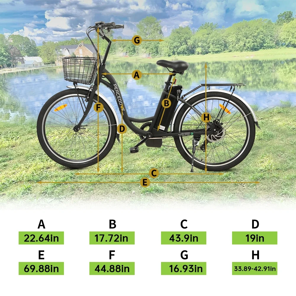 ECOTRIC Electric City 350 W Motor Cruiser Bicycle 26
