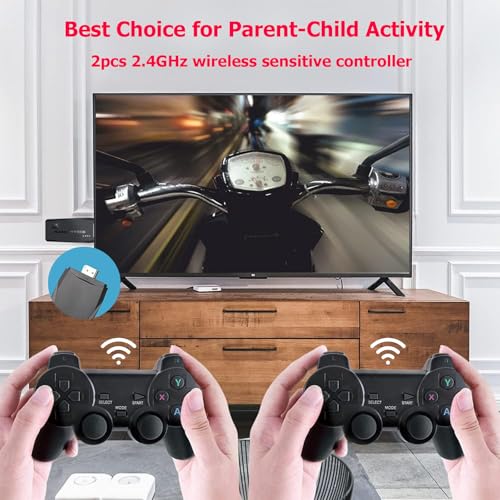 Wireless Retro Game Console, 20000+ Games Retro Gaming Console Classic M8 64G Plug & Play Video TV Game Stick with 2.4G Wireless Controller Gamepad, Gifts for Christmas Birthday