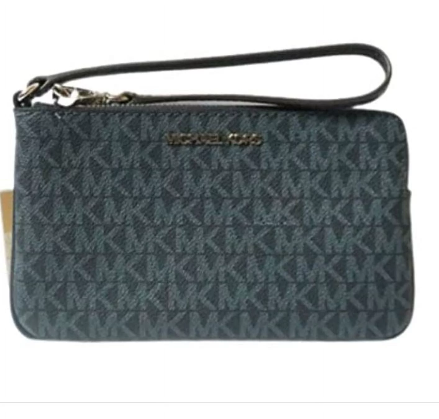 Michael Kors Womens Jet Set Travel Large Top Zip Signature PVC Wristlet Clutch