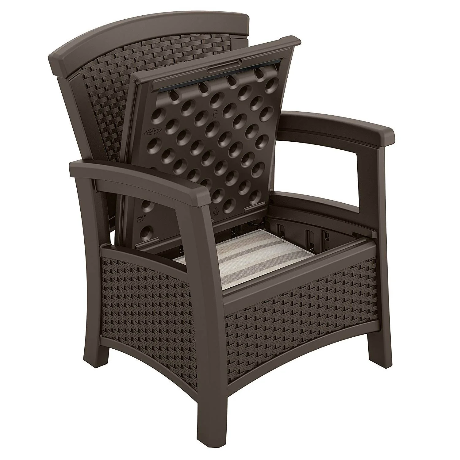 Suncast Elements Resin Individual Club Chair with Storage, Java