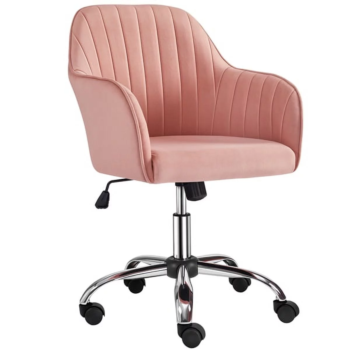 Topeakmart Modern Velvet Desk Chair Height-Adjustable 360°Swivel, Pink