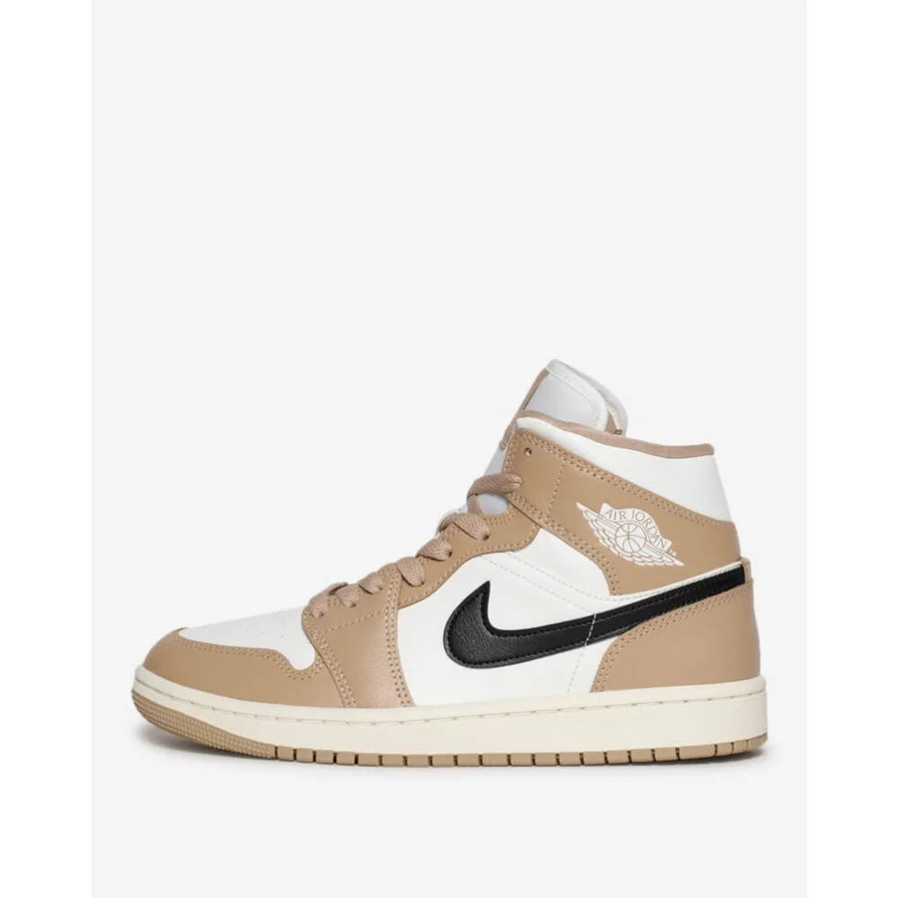 Nike Air Jordan 1 Mid Sail/Black-Desert BQ6472-103 Women's Size 9 Medium