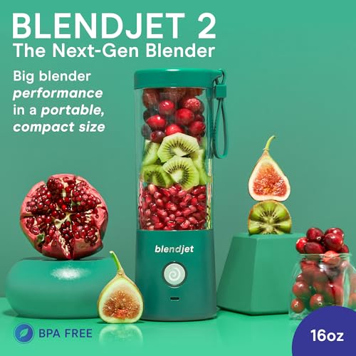 BlendJet Portable Blender for Smoothies & Shakes - BlendJet 2 Cordless Personal & Small Blender, USB-C Rechargeable & Self Cleaning - Quiet Mini Travel Blender with Stainless Steel Blade