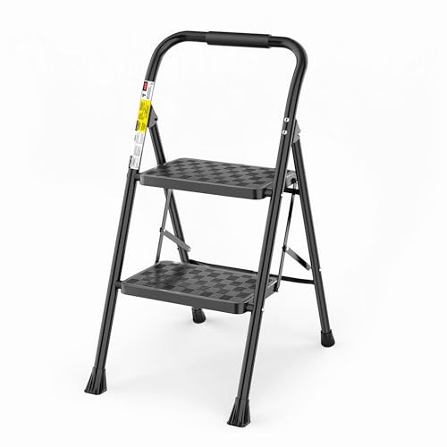 HBTower 2 Step Ladder, Step Stool for Adults,2 Step Ladder Folding Step Stool with Wide Anti-Slip Pedal Ergonomic Design