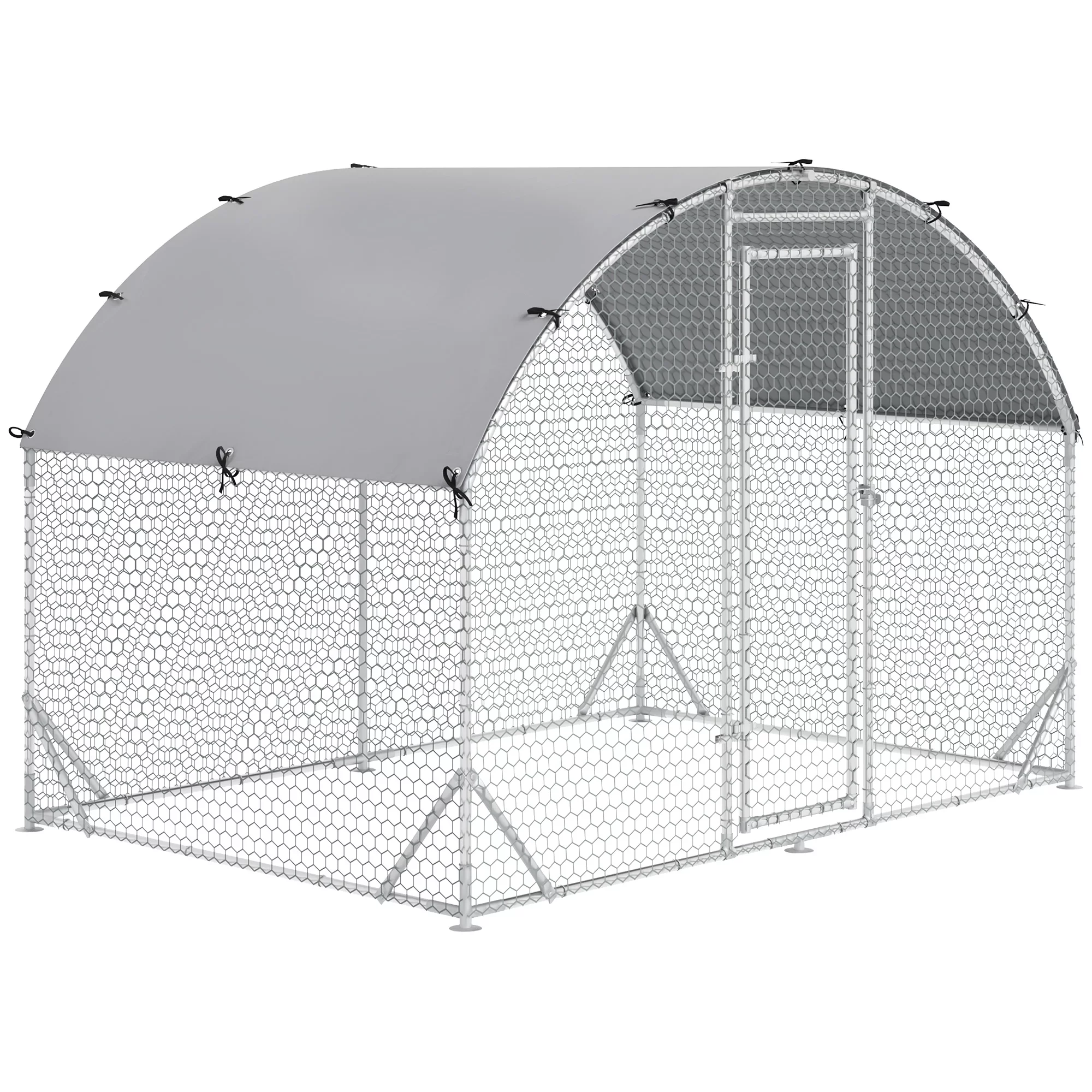 PawHut Metal Chicken Coop Walk-in Enclosure with Cover 9.2' x 6.2' x 6.5'