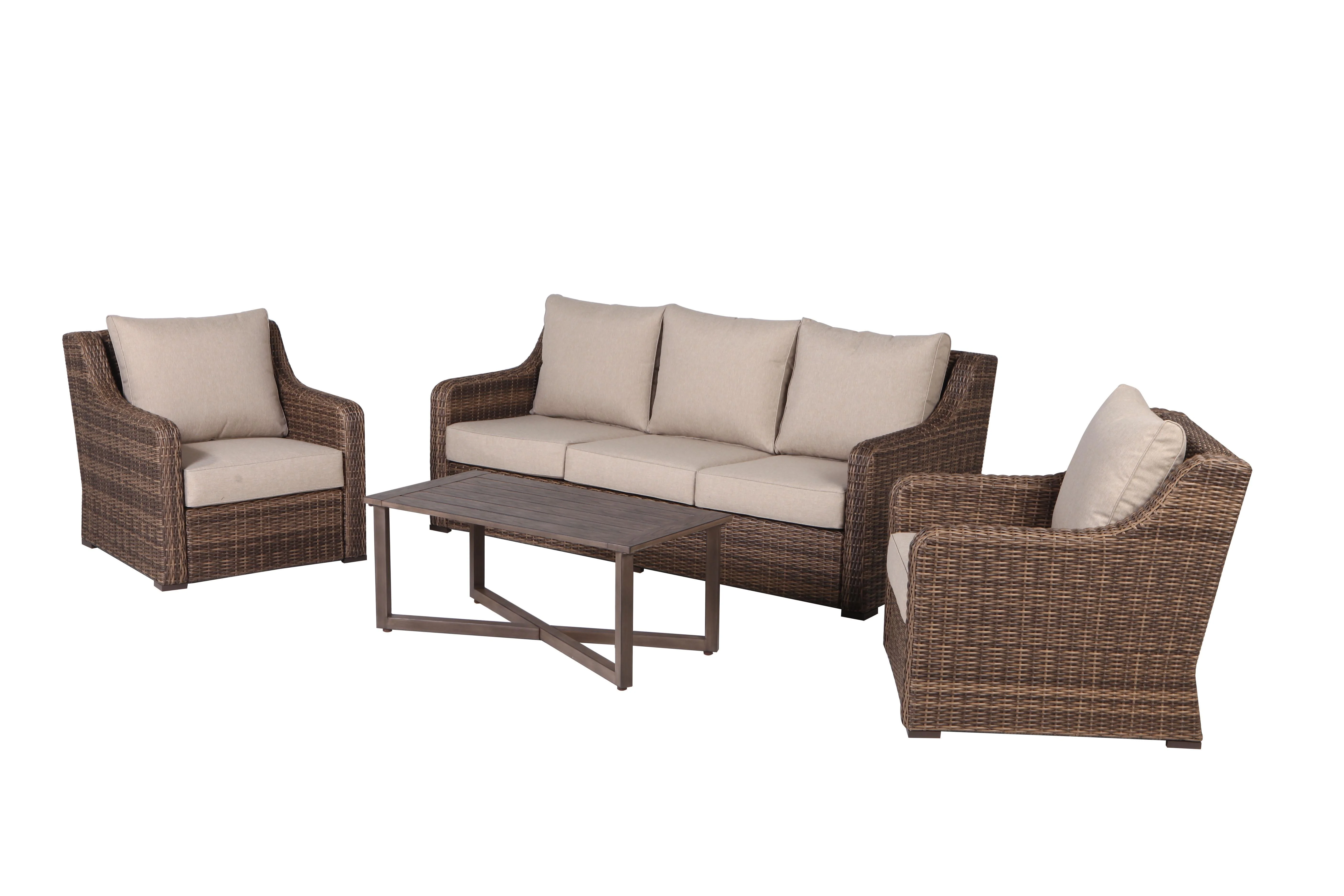 Better Homes and Gardens Hawthorne Park 4-Piece Outdoor Conversation Set, Brown