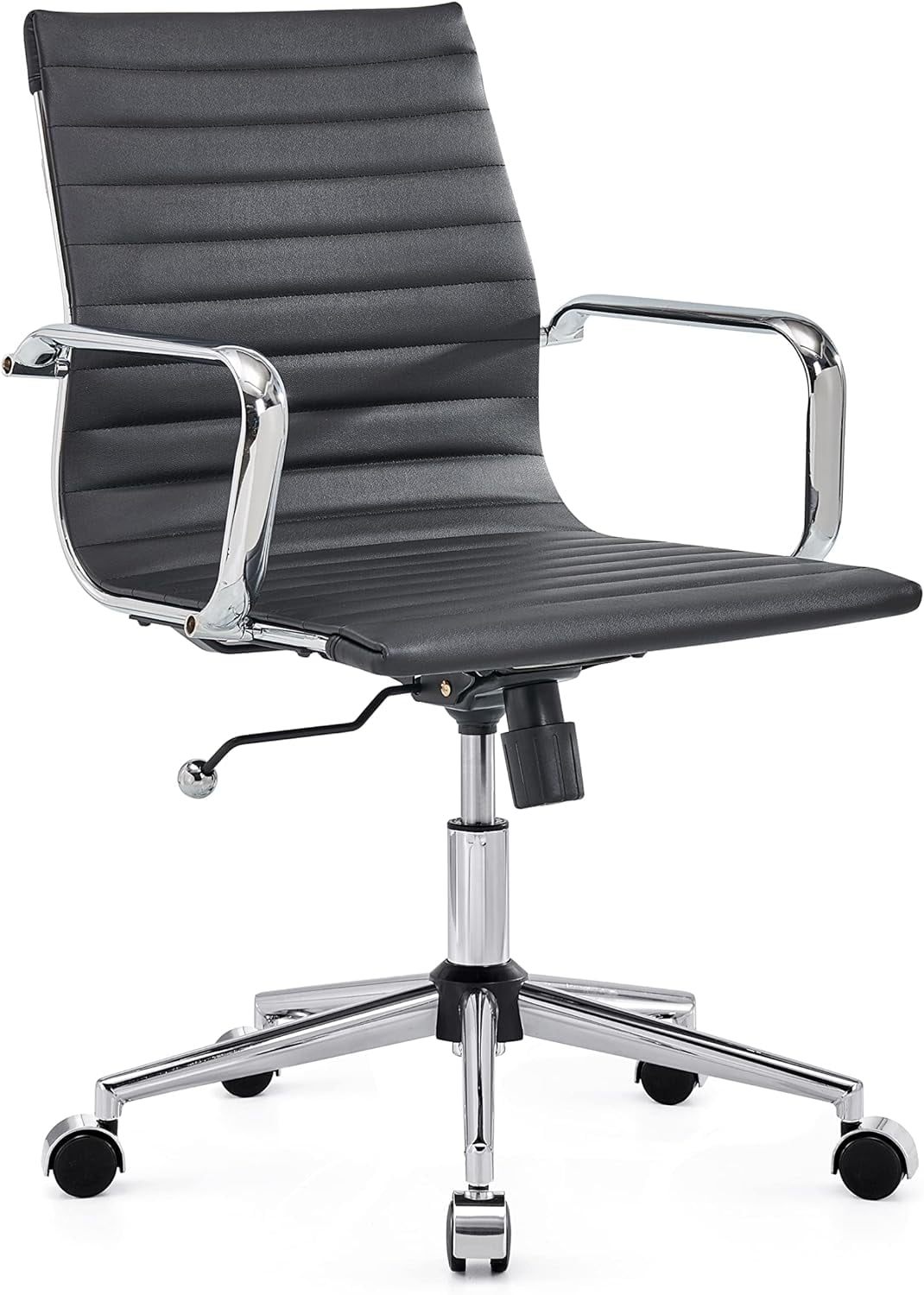 Office Chair Rolling Office Chair With Back Support Ergo Office Chair With Caster Wheels Office Chair For Heavy People 320Lbs Swivel Office Chair (Black)