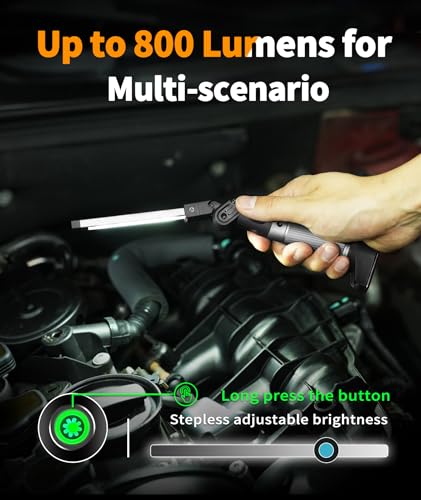 Magnetic Work Light - 2200 mAh Rechargeable Work Light with Multifunctional Foldable Design, 800 Lumens Mechanic Light, 3 Lighting Modes Mechanic Light for Car Repairing/Emergency
