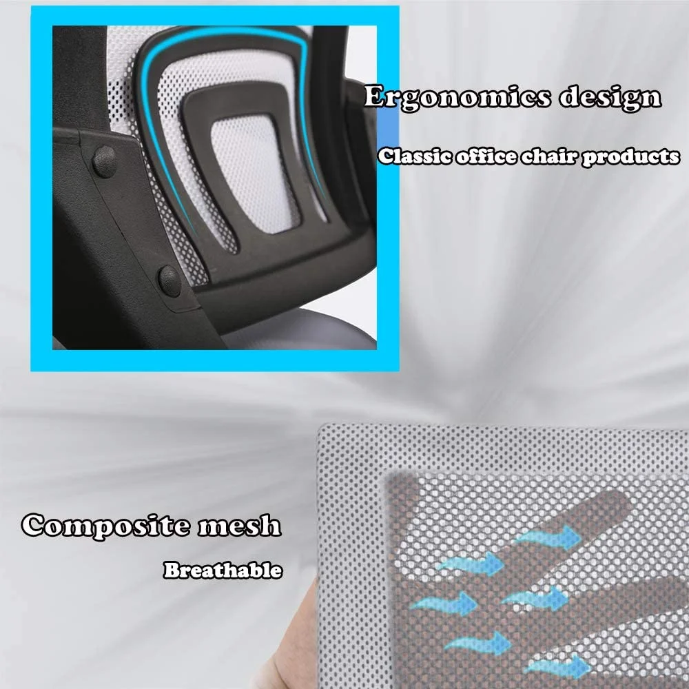 NiamVelo Mesh Office Chair Height Adjustable Ergonomic Desk Chair Quiet Executive Rolling Swivel Chair for Adults, White