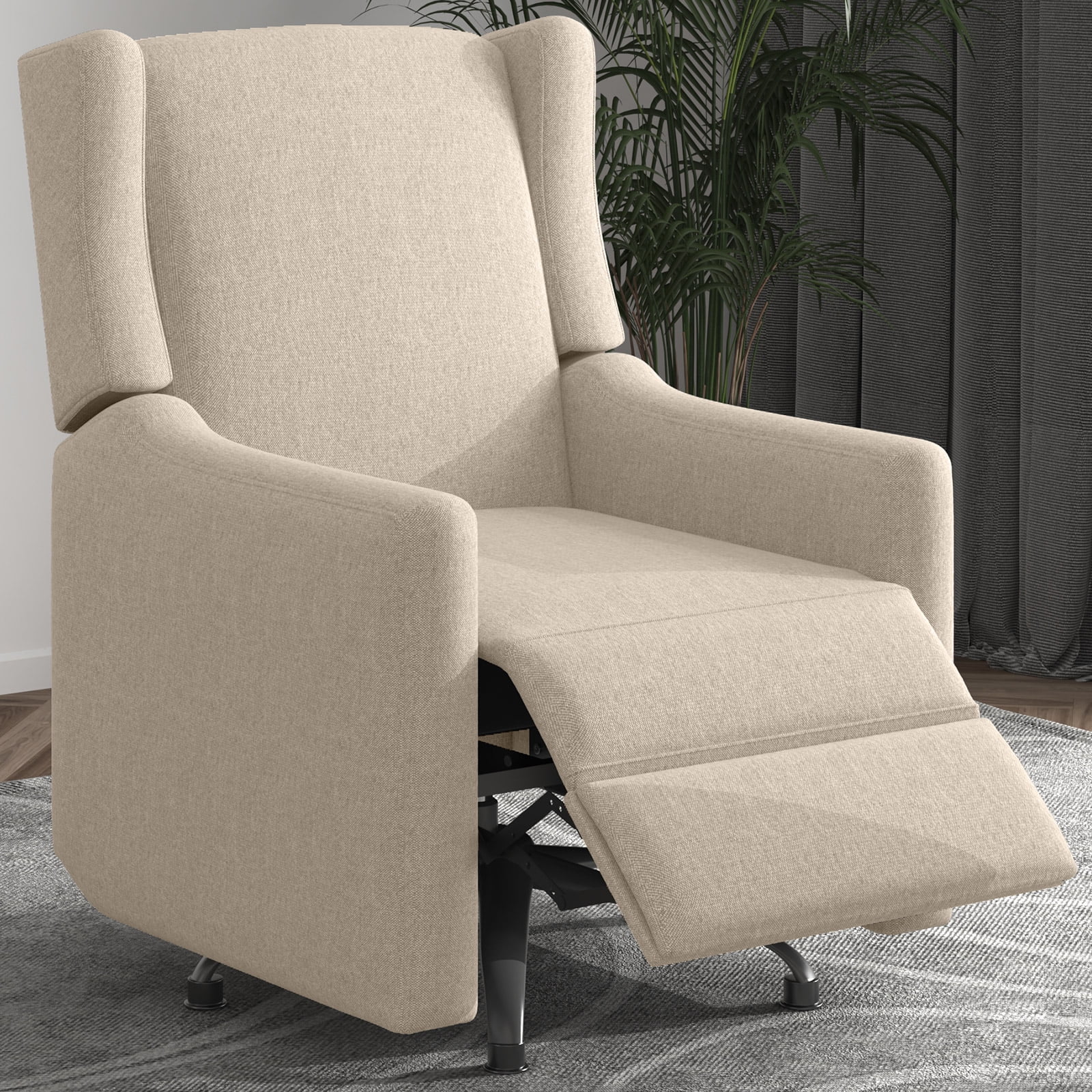 Mjkone 360° Swivel Rocking Chair,Upholstered Glider Chair , Modern Nursery Rocking Chairs, Easy to Clean Rocking Chair Nursery, Linen Rocker Recliner Chair(Beige)