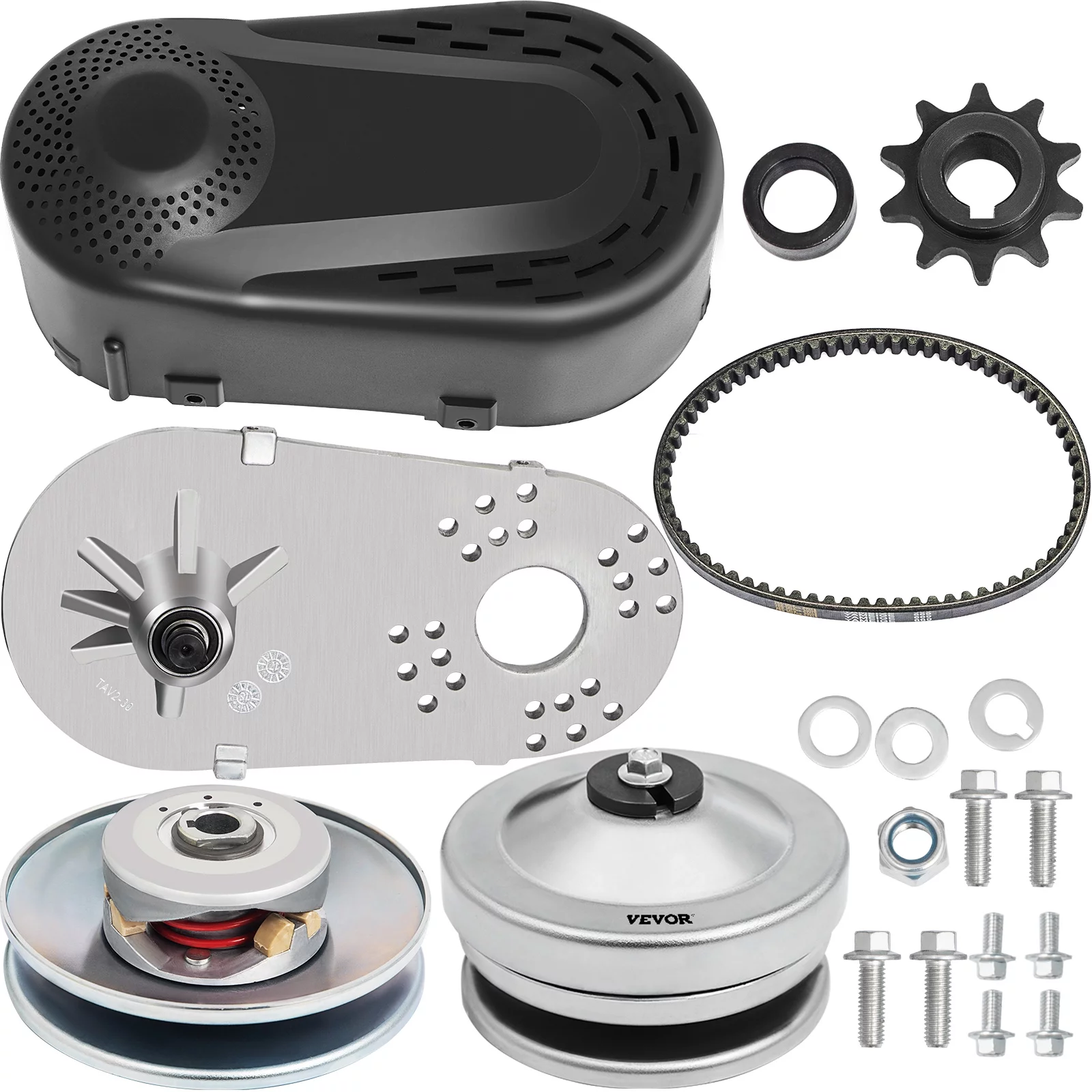 VEVORbrand 212CC Torque Converter Kit Go Kart 30 Series 6.5 HP Mini Bike Comet Clutch Set 3/4 inch 10T #40 or 41 Chain Predator Driver Pulley Replacement Comet TAV2 Go-Kart Torque Converter