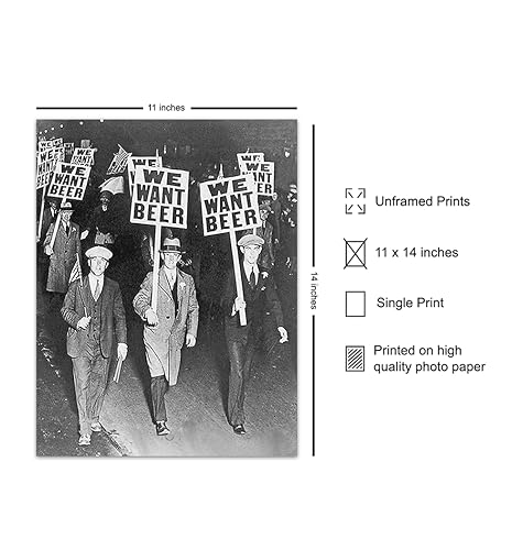 Vintage Prohibition Beer Poster LARGE 11x14 - Unique Wall Art Decor for Home, Bar, Cafe - Funny Saying Retro Art Print - Bar Room Decor - Vintage Decorations - Bar Art - Retro Decor - Funny Saying