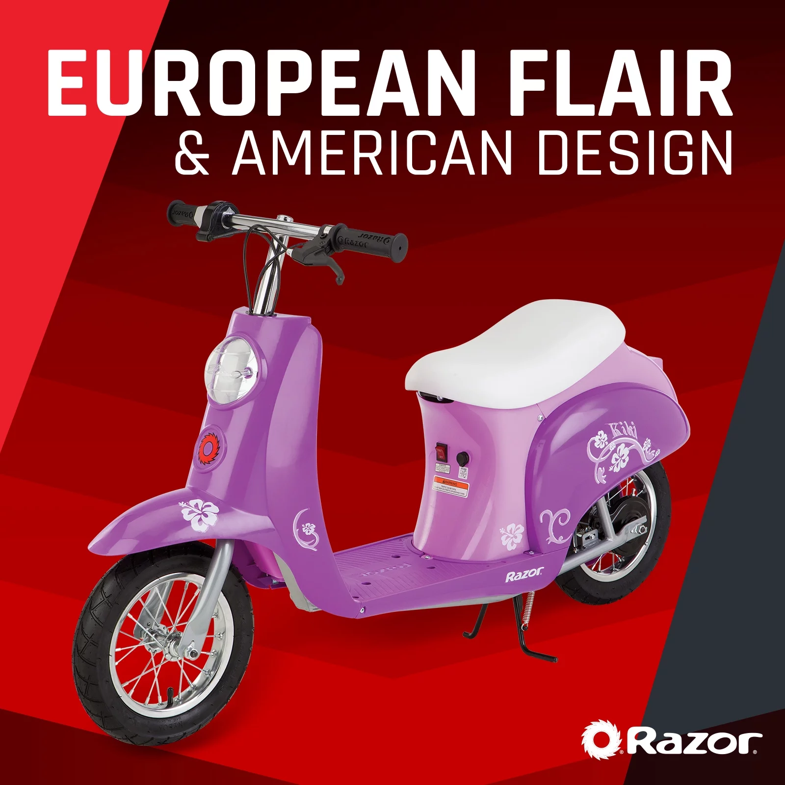 Razor Pocket Mod Miniature Euro-Style Electric Scooter - Kiki Purple, for Kids and Teens Ages 13+