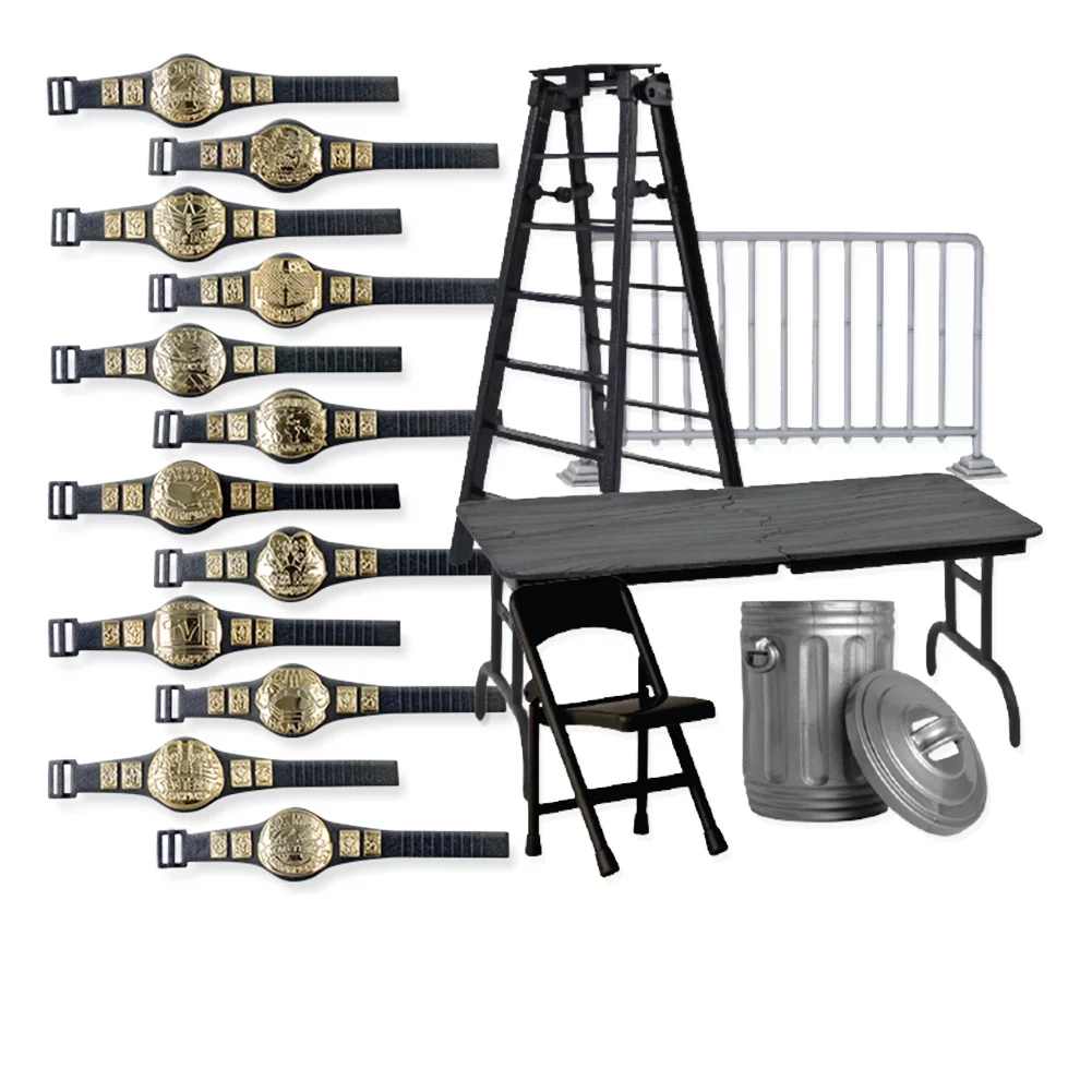 Wrestling Action Figure Gear Special Deal: Set of 12 Figure Belts (Series 1) Plus 5 Accessories For WWE Figures