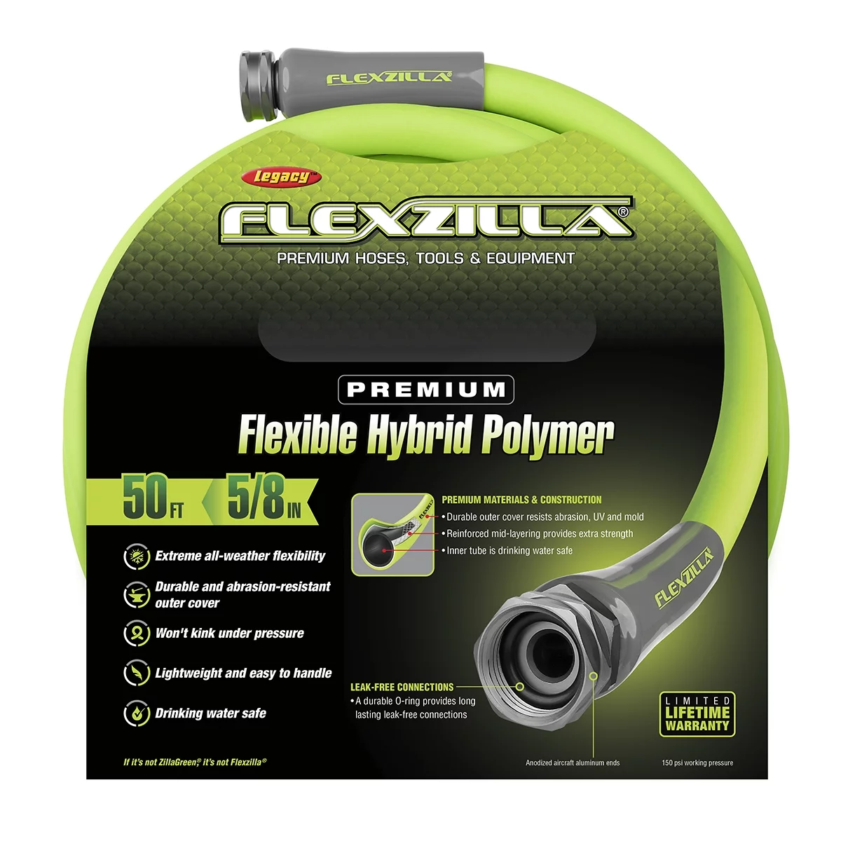 Flexzilla® Garden Hose, Flexible Hybrid Polymer, 5/8