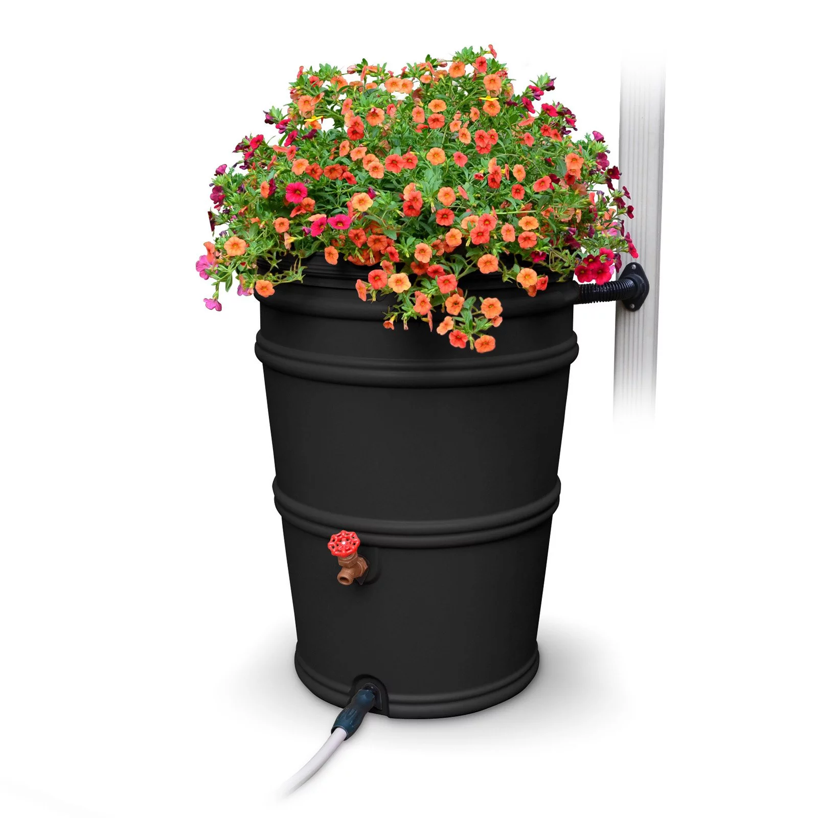 EarthMinded RainStation 45 gal. Rain Barrel with Diverter System - Recycled Black