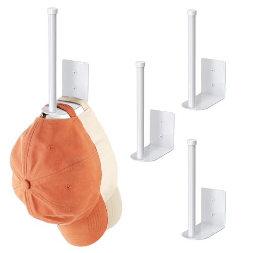 2 Pack Hat Racks for Baseball Caps, Stainless Steel Hat Organizer for Baseball Cap, Hat Holder Storage Organizer, Hat Hanger Strong Adhesive/Wall Drilled for Door, Bedroom, Closet(Black 6 in)