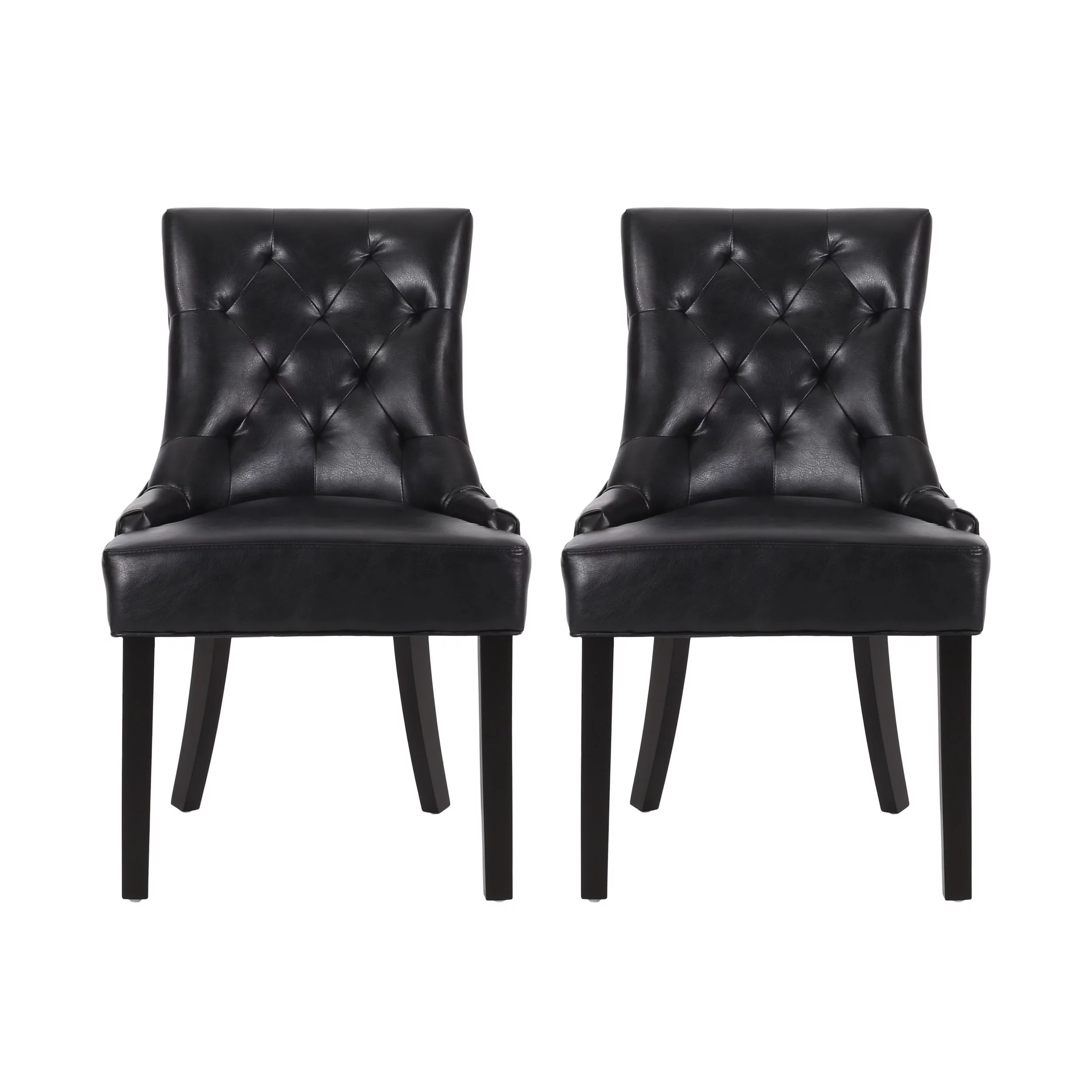 Noble House Will Faux Leather Dining Chairs, Set of 2, Midnight Black