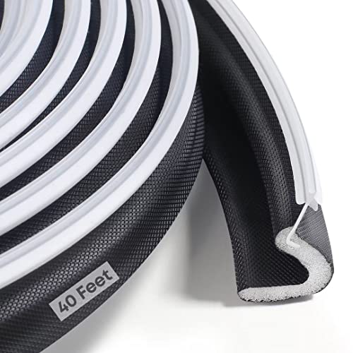 Kerf Weather Stripping Door Seal for Large Gap and Easy Installation (40 Feet, White)